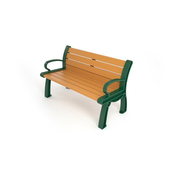 Cedar 4' Heritage Bench with Green Frame, Frog Furnishings, Mfr#: PB 4CEDGFHER